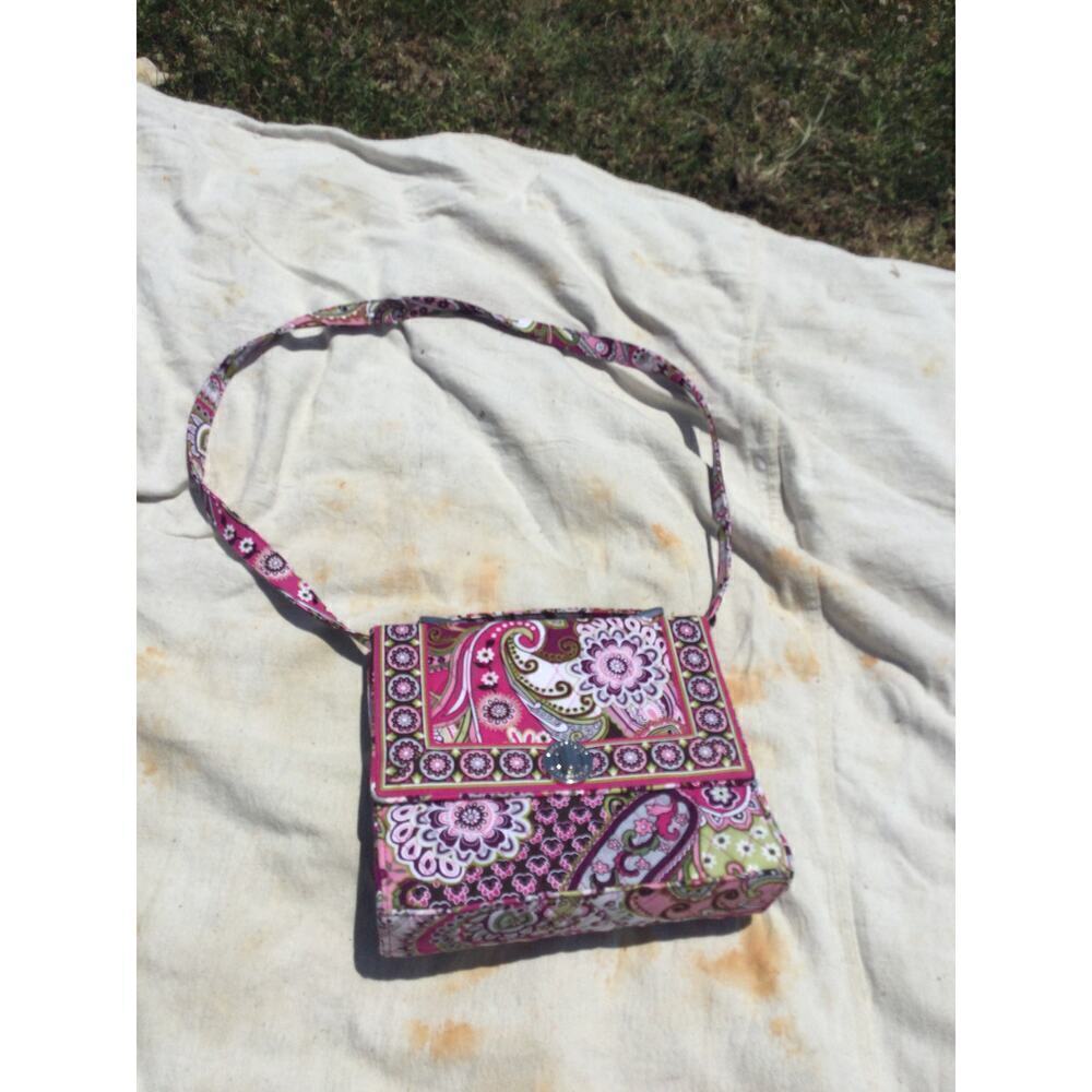 Vera Bradley satchel handbag purse pink fuschia cross body medium fabric paisley